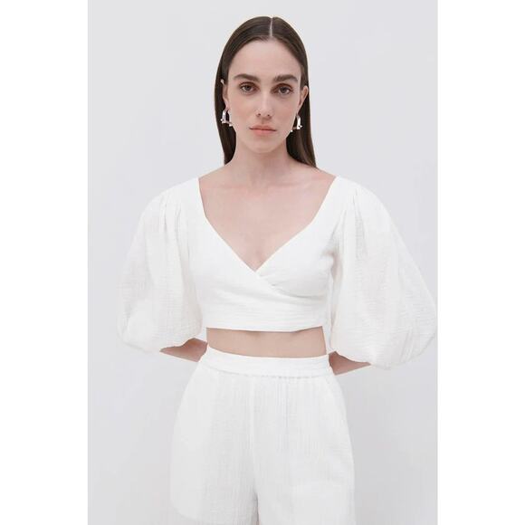 Jonathan Simkhai NWT MSRP$245 Mila Gauze Coverup Top sz M - Picture 1 of 3
